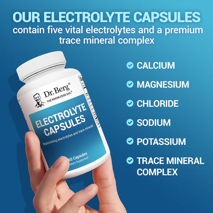 Dr. Berg Electrolyte Capsules - Electrolyte Supplements for Supporting Energy, Endurance, and Hydration - Sugar Free, No Maltodextrin, Keto Friendly - 160 Caps