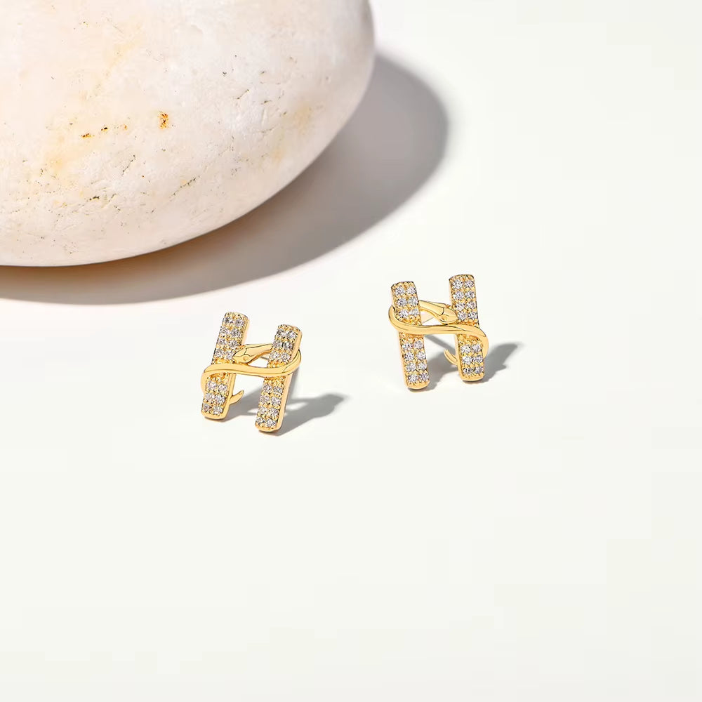 Exquisite Snake Moissanite Stud Earring 925 Sterling Silver H-Letter Earring for Womenman Party Jewelry with Mysterious