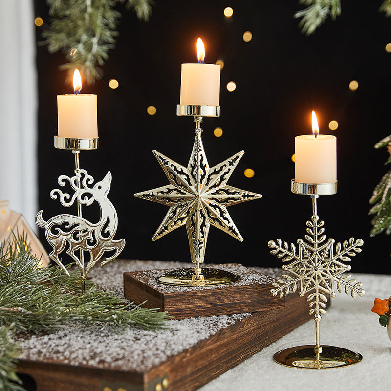 Romantic Christmas Wrought Iron Candle Holder Tray | Holiday Décor