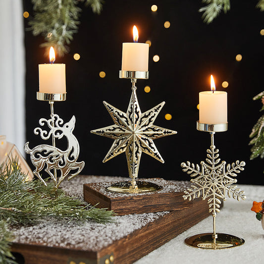 Romantic Christmas Wrought Iron Candle Holder Tray | Holiday Décor