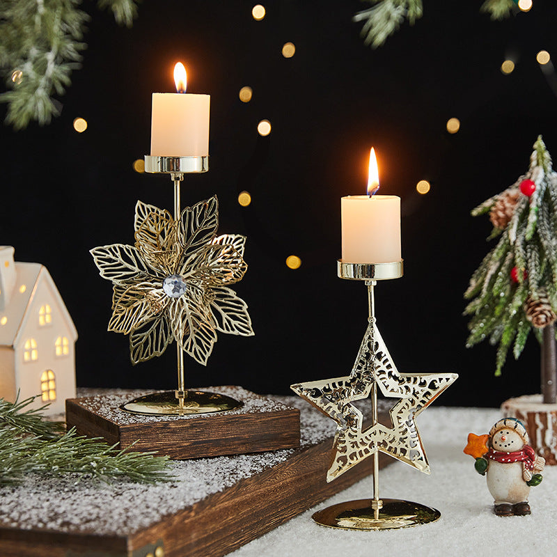 Romantic Christmas Wrought Iron Candle Holder Tray | Holiday Décor