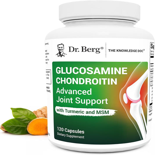 Dr. Berg Glucosamine Chondroitin MSM Turmeric & Boswellia - Advanced Joint Support Supplement with 1500 Mg Glucosamine Sulfate - Includes 120 Capsules
