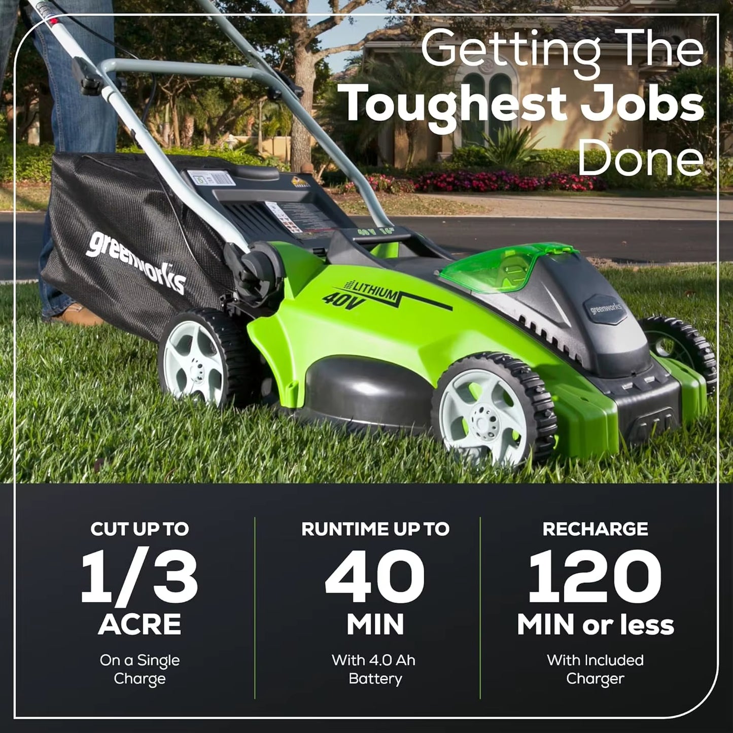 Height adjustment lever on 40V cordless electric lawn mower