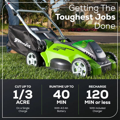 Height adjustment lever on 40V cordless electric lawn mower