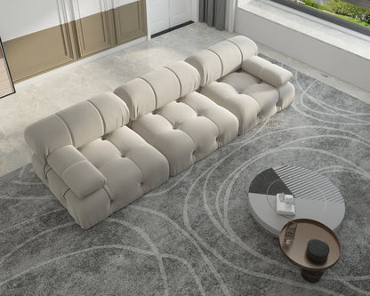 104-Inch Minimalist Modular Velvet Sectional Sofa 3-Seater