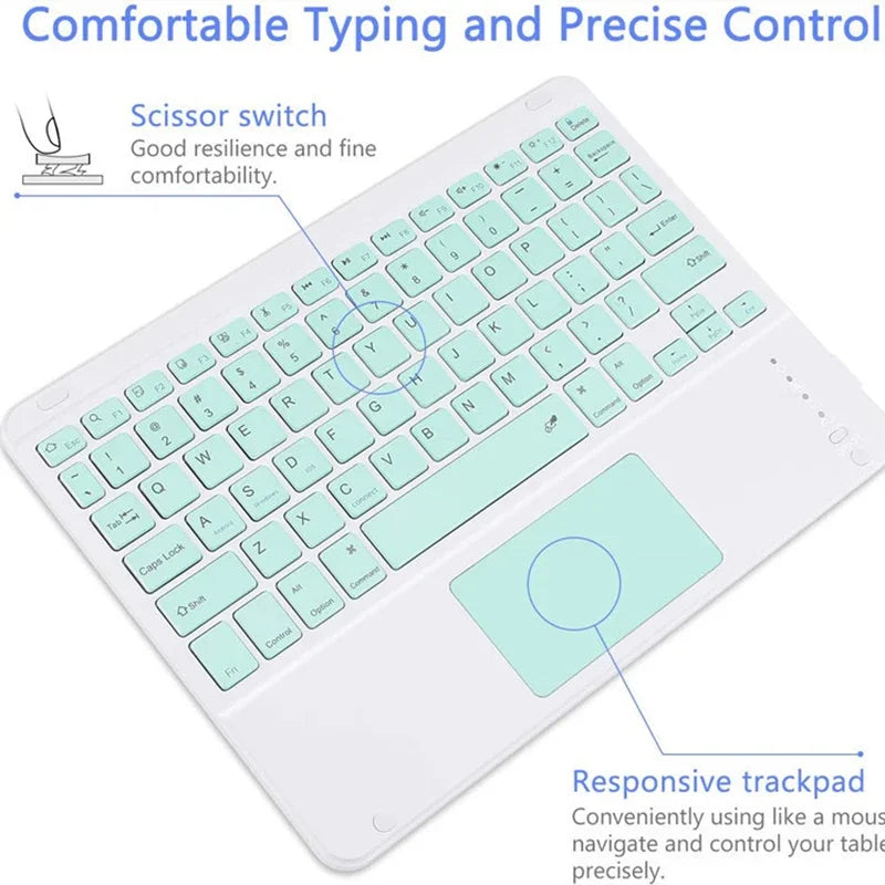 Spanish/English 10-Inch Bluetooth Keyboard for iPad, Tablet & Laptop