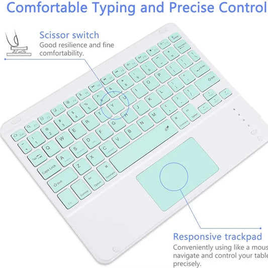 Spanish/English 10-Inch Bluetooth Keyboard for iPad, Tablet & Laptop