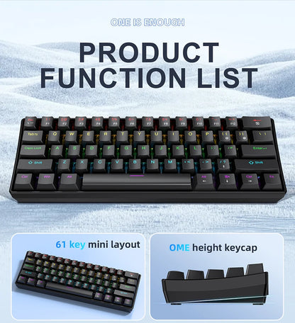 APAYADO K61 60% Mini Gaming Keyboard RGB Wired 61-Key
