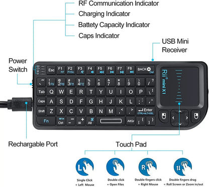 Rii X1 Mini Wireless Keyboard with Touchpad for TV Box & PC