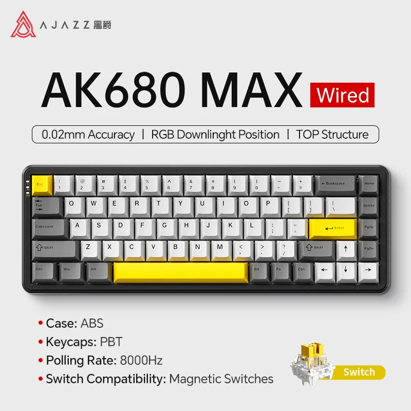AJAZZ AK680 V2/Max 60% Magnetic Switch Mechanical Gaming Keyboard