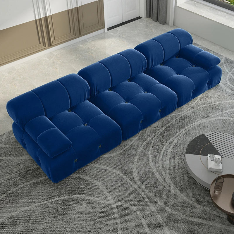 104-Inch Minimalist Modular Velvet Sectional Sofa 3-Seater