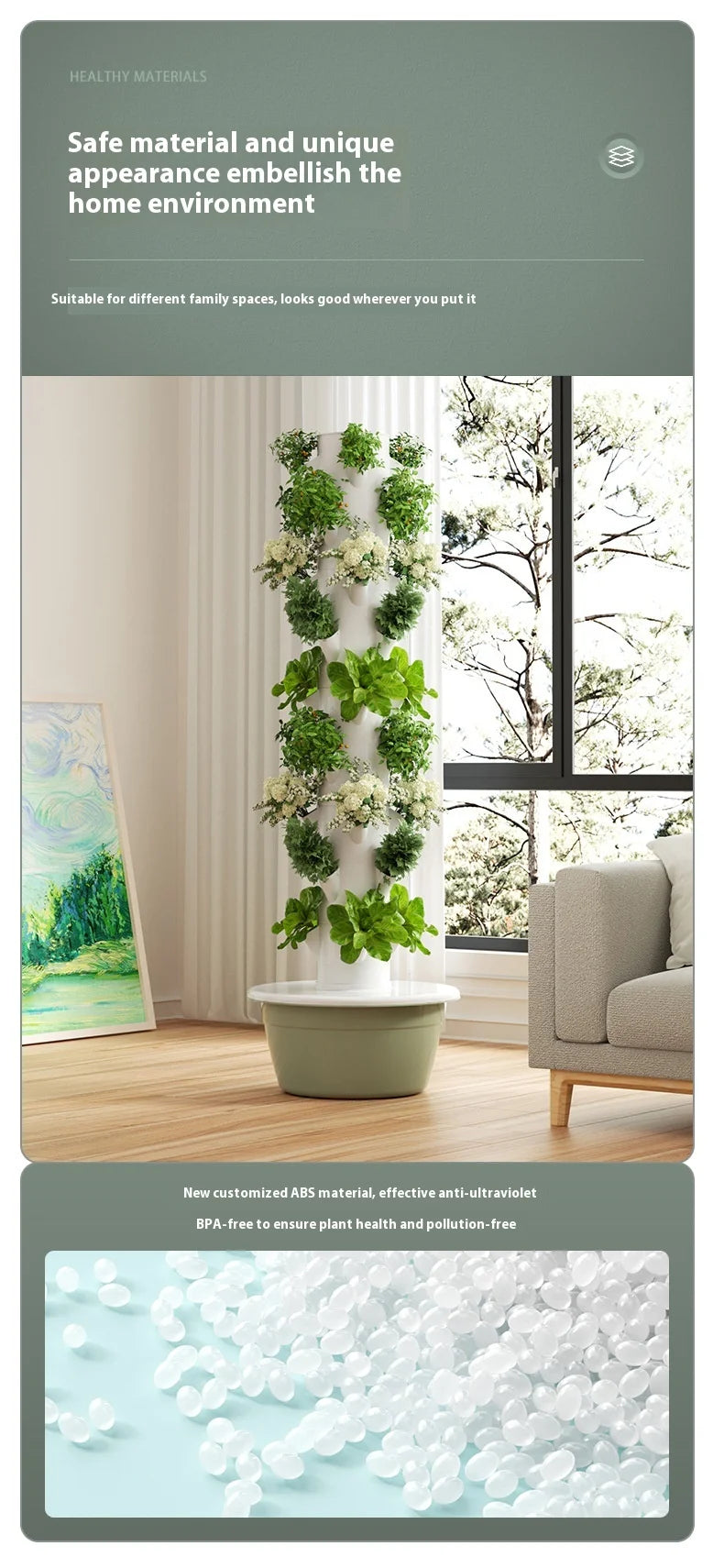 Vertical Hydroponic Tower Smart Soilless Vegetable Growing System