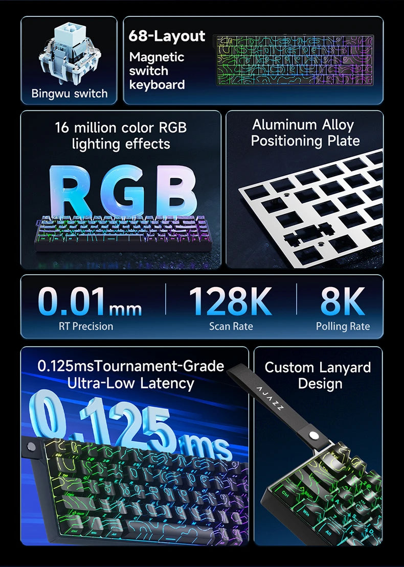 AJAZZ AK680 V2/Max 60% Magnetic Switch Mechanical Gaming Keyboard