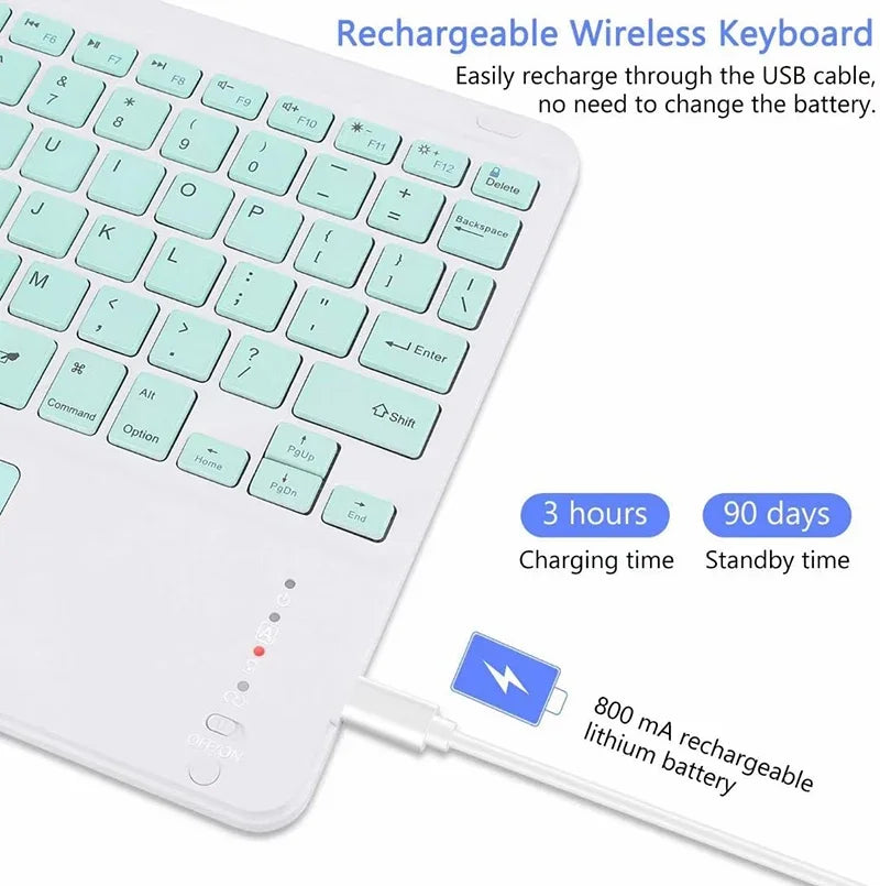 Spanish/English 10-Inch Bluetooth Keyboard for iPad, Tablet & Laptop