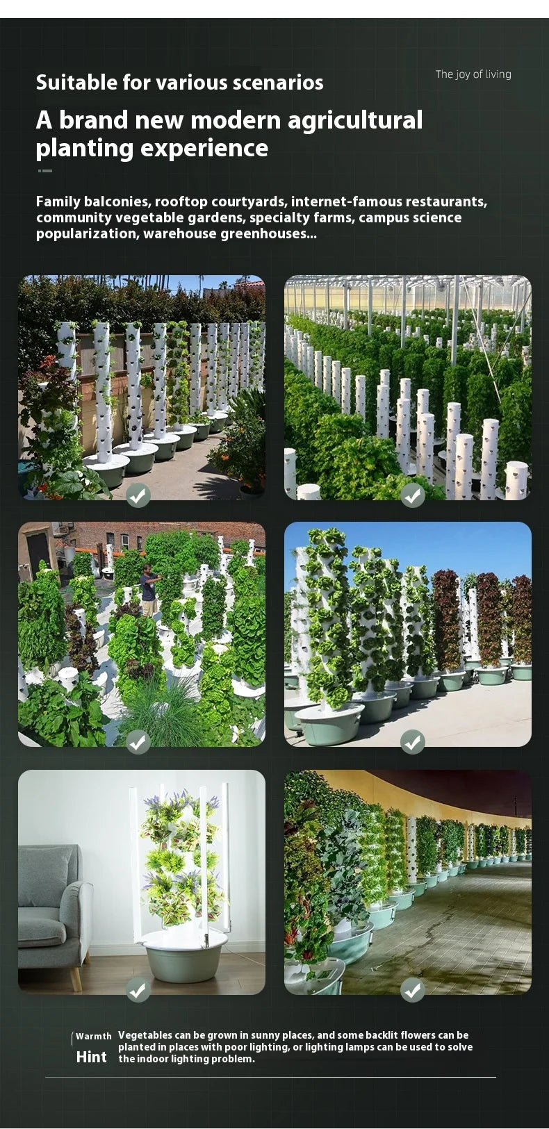 Vertical Hydroponic Tower Smart Soilless Vegetable Growing System