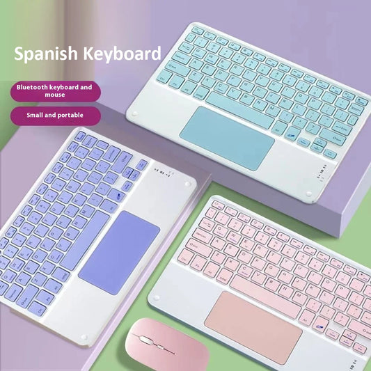 Spanish/English 10-Inch Bluetooth Keyboard for iPad, Tablet & Laptop