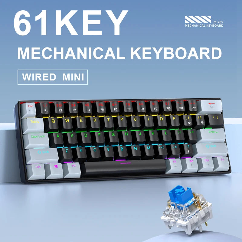 APAYADO K61 60% Mini Gaming Keyboard RGB Wired 61-Key