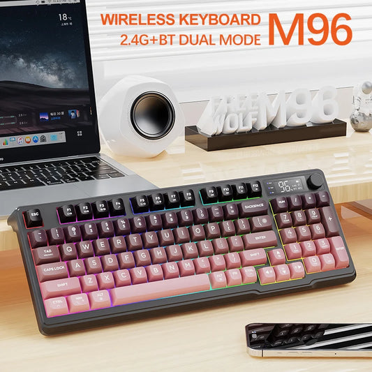 FREEWOLF M96 Bluetooth Wireless Gaming Keyboard with Screen