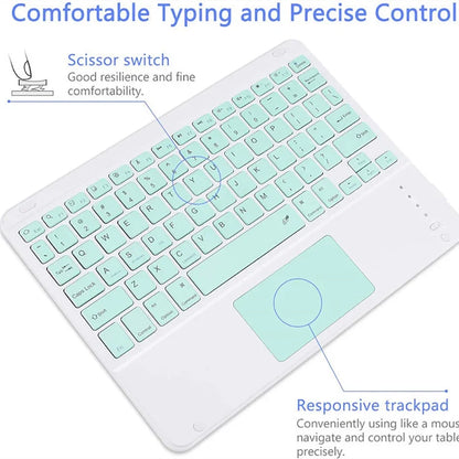 Spanish/English 10-Inch Bluetooth Keyboard for iPad, Tablet & Laptop