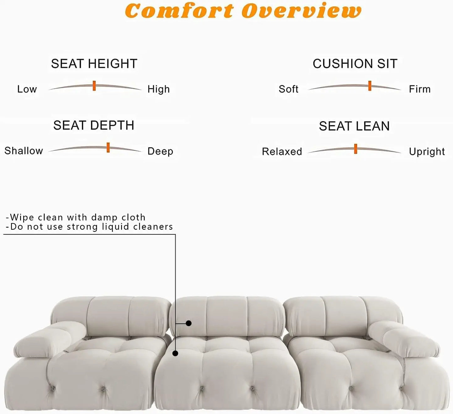 104-Inch Minimalist Modular Velvet Sectional Sofa 3-Seater