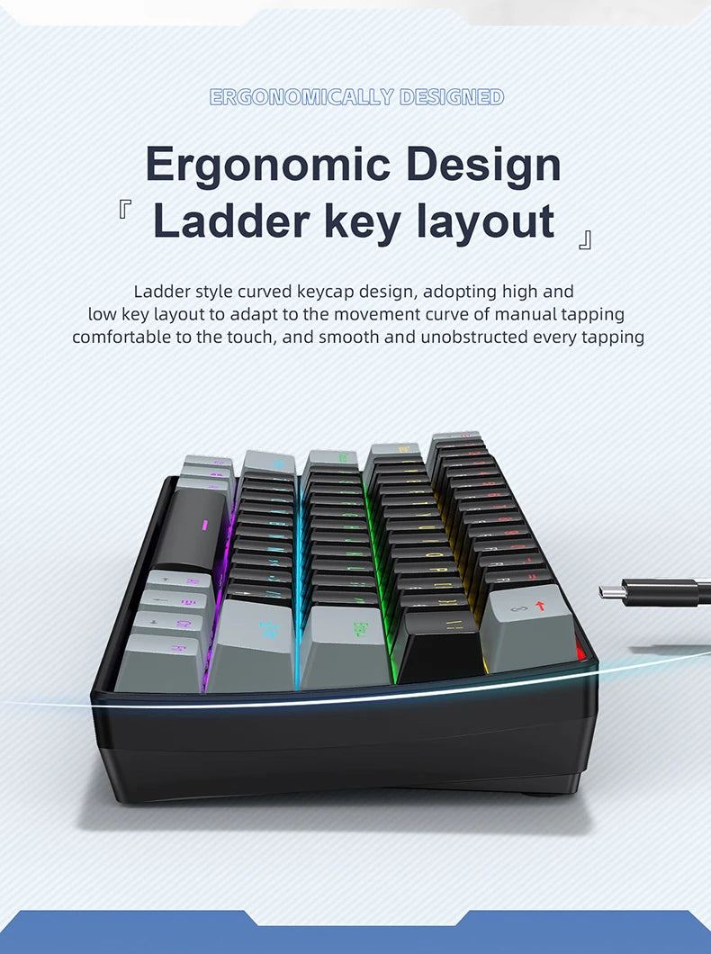 APAYADO K61 60% Mini Gaming Keyboard RGB Wired 61-Key