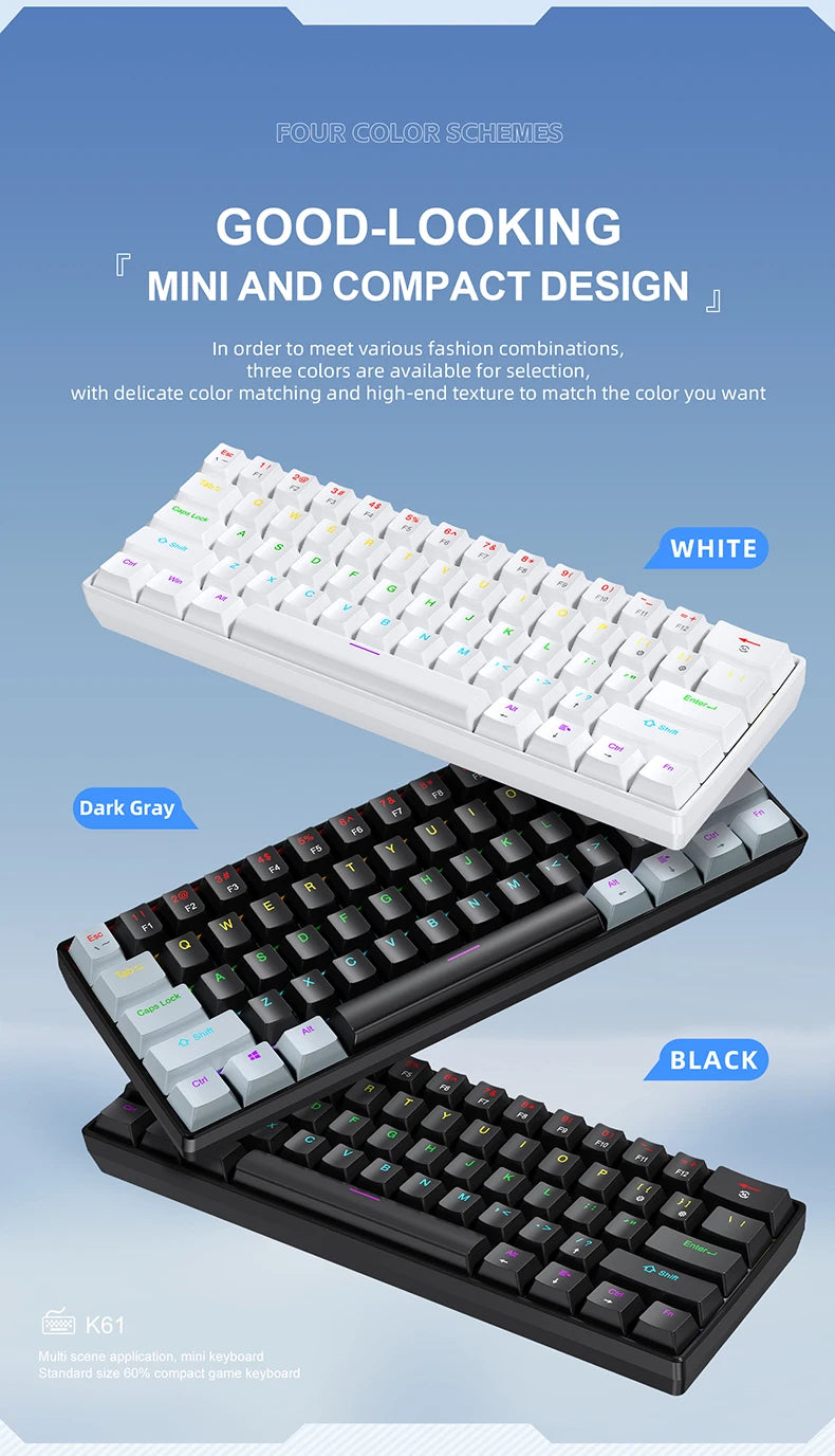 APAYADO K61 60% Mini Gaming Keyboard RGB Wired 61-Key