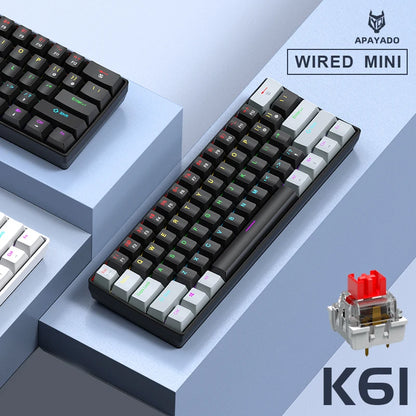 APAYADO K61 60% Mini Gaming Keyboard RGB Wired 61-Key