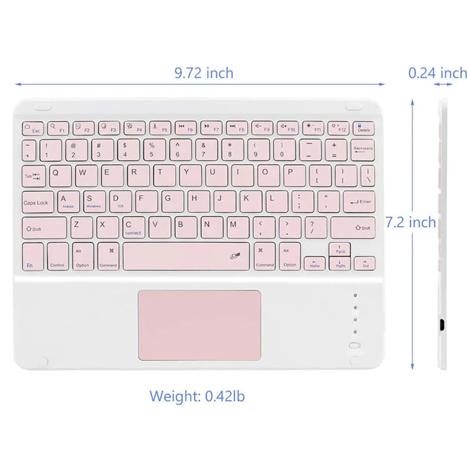 Spanish/English 10-Inch Bluetooth Keyboard for iPad, Tablet & Laptop