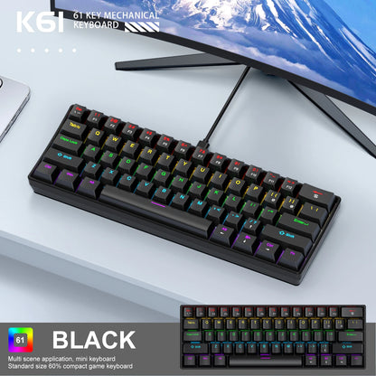APAYADO K61 60% Mini Gaming Keyboard RGB Wired 61-Key