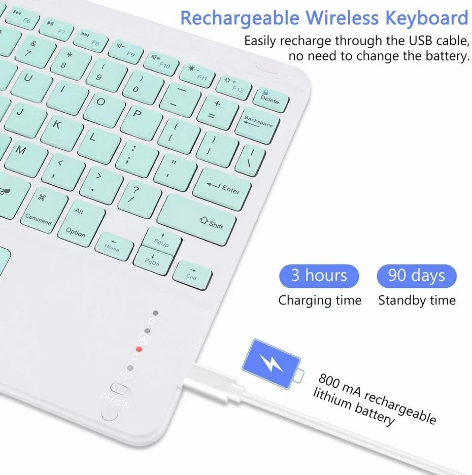 Spanish/English 10-Inch Bluetooth Keyboard for iPad, Tablet & Laptop