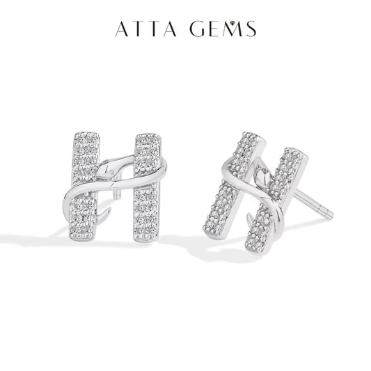 Exquisite Snake Moissanite Stud Earring 925 Sterling Silver H-Letter Earring for Womenman Party Jewelry with Mysterious