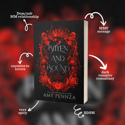 Bitten and Bound the Complete Trilogy Signed Paperback + Character Art - MMF Vampire Romantasy, Includes Given, Stolen, Kept Books