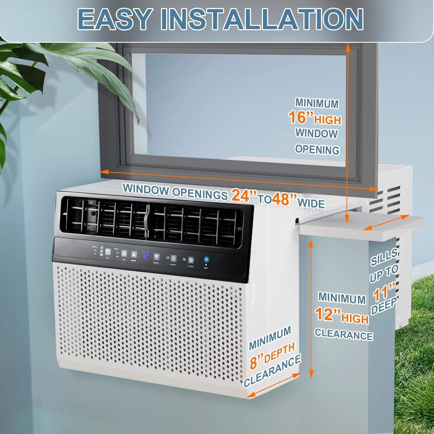 10,000 BTU Window Air Conditioners, U-Shaped Air Condtioner Window Unit Cools up to 450 Sq.Ft, Energy-Saving Window AC Units, 6 Modes 24H Timer, Easy to Instal, White