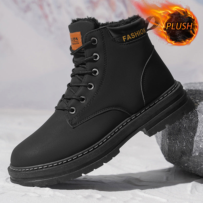 Men’s Vintage Casual Boots Round Toe PU Leather Style