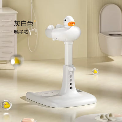 Portable Non-Slip Duck Shaped Baby Bath Racks Shower Helper Handle Adjust Length Stand Themselves for Standing Toddler Shower
