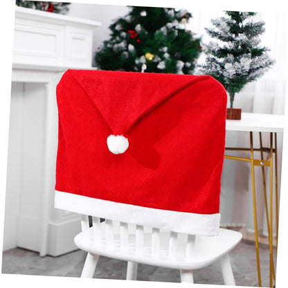 Santa Hat Christmas Chair Covers | Festive Dining Room Holiday Decor