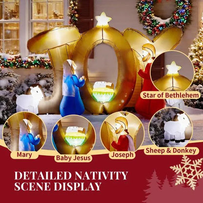 7.5FT Lighted Christmas Inflatable Nativity Scene with JOY Sign