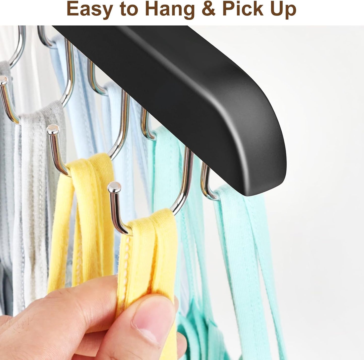 Bra Hanger for Closet, Tank Top Organizer 20 Hooks Capacity Foldable Wood Space Saving Hanger Closet Organizers and Storage for Dorm & Apartment for Tank Top, Hats, Scarf Etc.