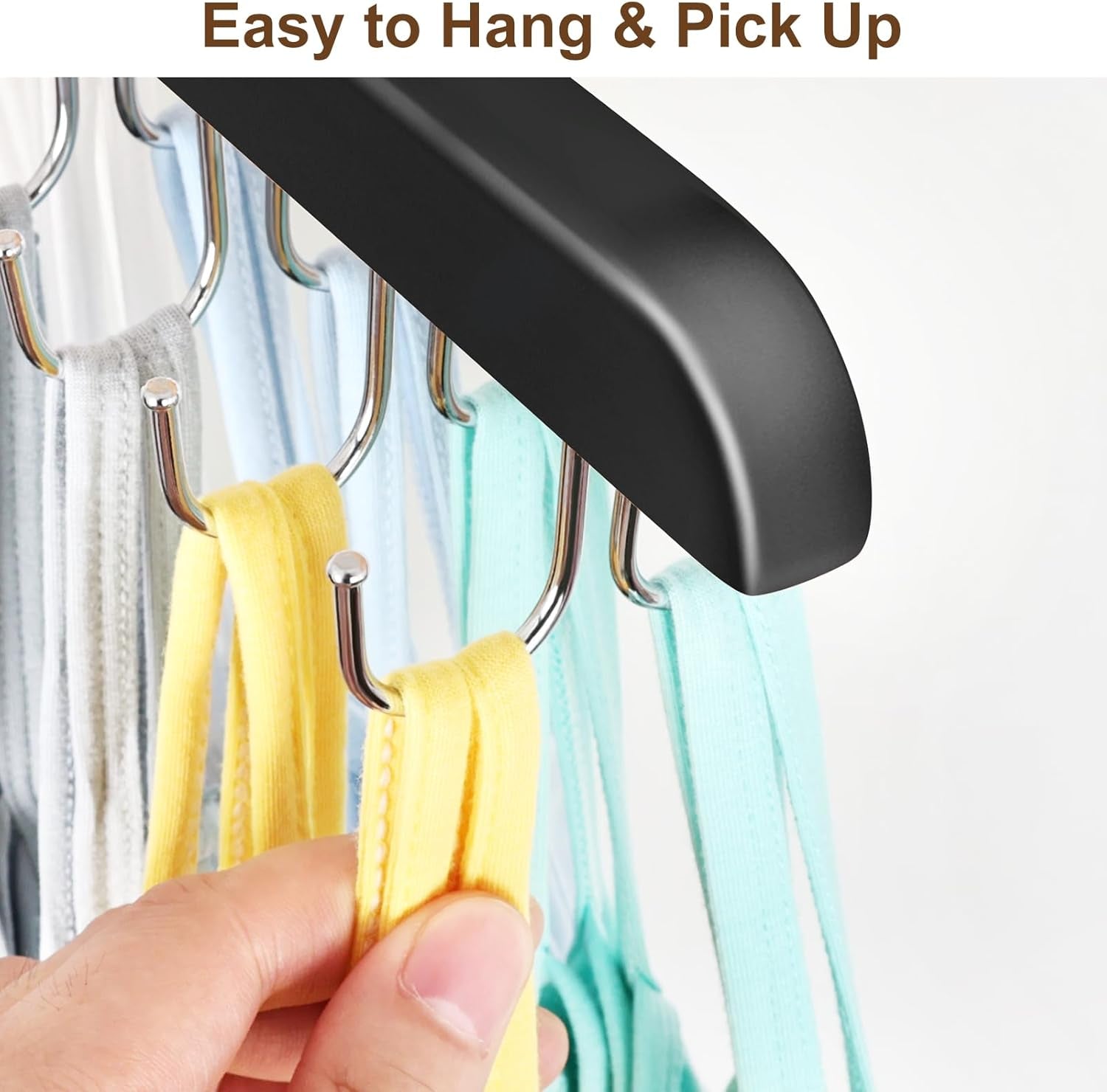 Bra Hanger for Closet, Tank Top Organizer 20 Hooks Capacity Foldable Wood Space Saving Hanger Closet Organizers and Storage for Dorm & Apartment for Tank Top, Hats, Scarf Etc.