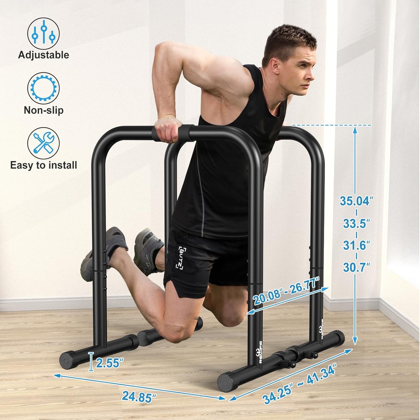 Dip Station Functional Heavy Duty Dip Stands Fitness Workout Dip Bar Station Stabilizer Parallette Push up Stand