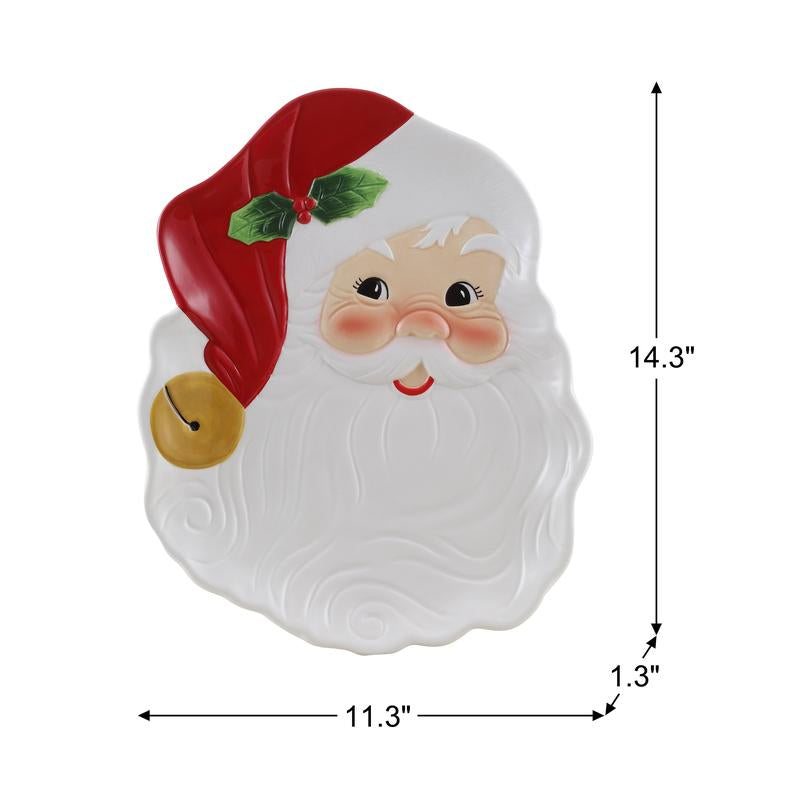 14 In. Ceramic Serving Platter - Santa