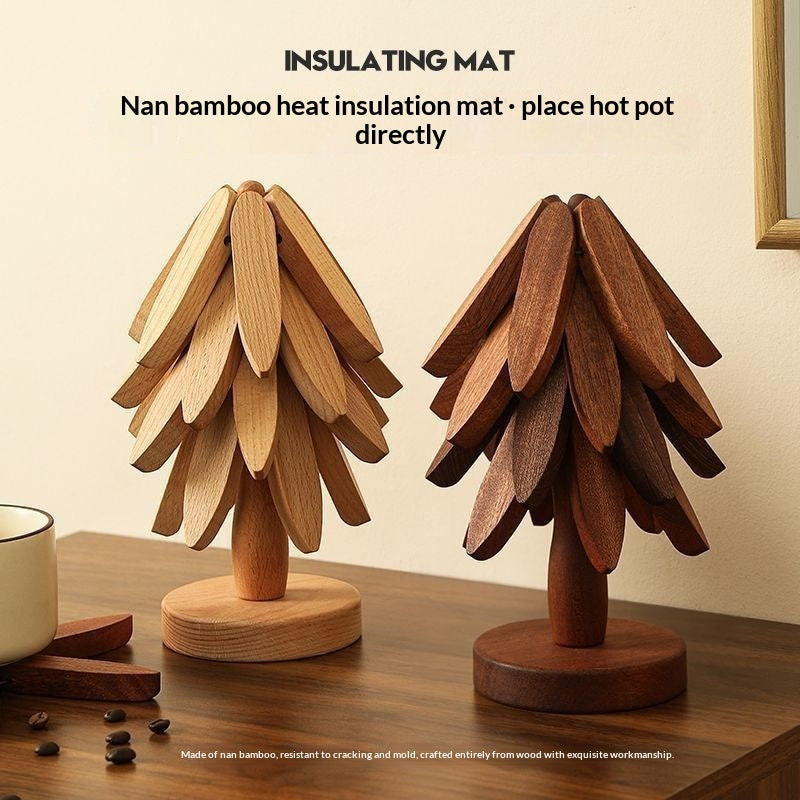 Tree Design Wooden Trivet Heat-Resistant Table Mat & Coaster