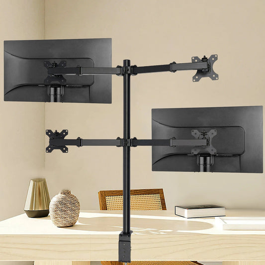 Quad LCD Monitor Desk Mount Stand Heavy Duty Fully Adjustable 4 Screens Upto 27"
