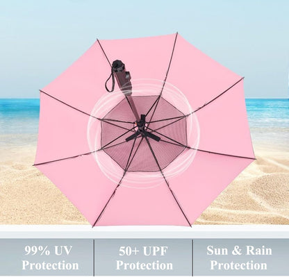 Umbrella with Fan and Mist Spray, 2025 Upgraded UV Blocking Umbrella with Fan and Mister for Summer Outdoor Activities