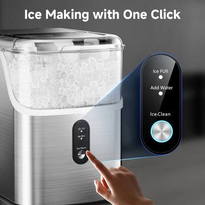 Nugget Ice Maker with Basket and Scoop,35Lbs/24Hour Soft Ice, Self-Cleaning, Portable Ice Maker for Home,Kitchen,Office