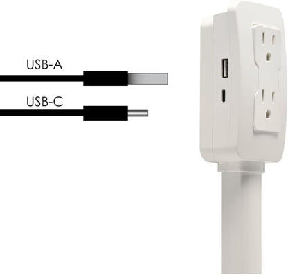Electrical Outlet Extender. Access Hard-To-Reach Outlets! Features USB-A, USB-C, and 2 AC Outlets, Extends 22"-34", Rotates 180°. Use behind Couches, Nightstands, Desks, and More.
