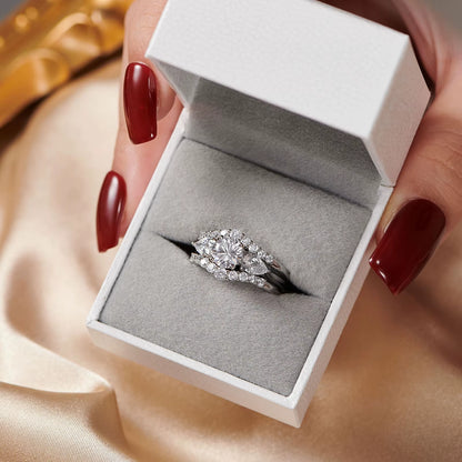 3Pcs Wedding Engagement Ring Set for Women Simulated Diamond round Pear Cut AAAAA CZ 925 Sterling Silver Fine Jewelry