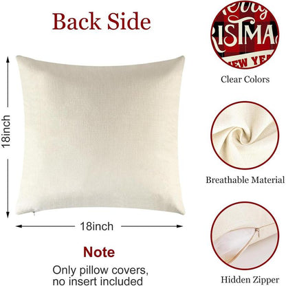 Christmas Themed Pillow Cover, 4 Counts/Set Merry Christmas Letter & Tree & Snowman & Bell Pattern Cushion Cover(Without Pillow Core)