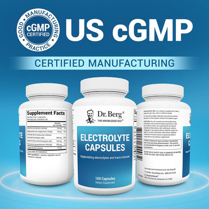 Dr. Berg Electrolyte Capsules - Electrolyte Supplements for Supporting Energy, Endurance, and Hydration - Sugar Free, No Maltodextrin, Keto Friendly - 160 Caps