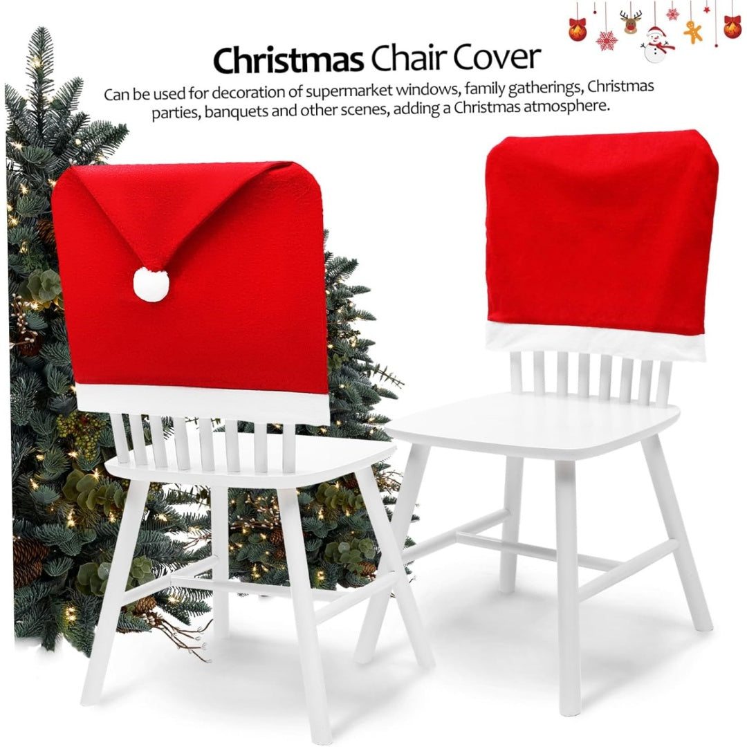 Santa Hat Christmas Chair Covers | Festive Dining Room Holiday Decor